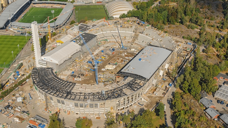 Olympiastadion Helsinki status 27. aug 2018. Photo: Lentokuva Vallas